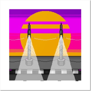 Street lights pixel Synthwave Posters and Art